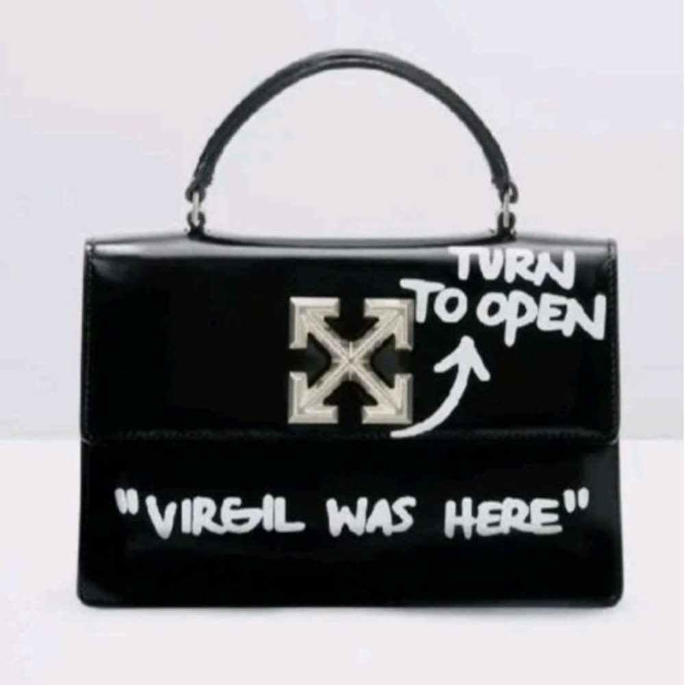Off-White Jitney "Virgil Was Here" Shoulder Crossbody Black Moto‎ Grunge Leather